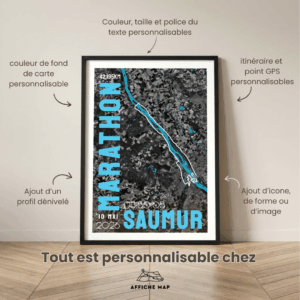 Affiche carte Saumur Marathon