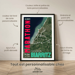 Affiche carte marathon de Biarritz