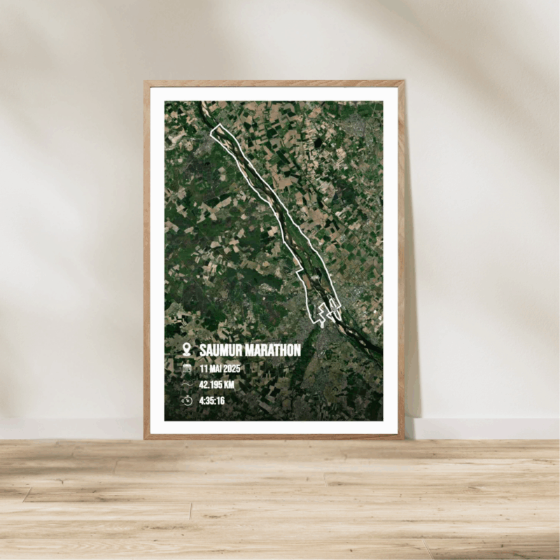 Affiche carte satellite Saumur Marathon 2025