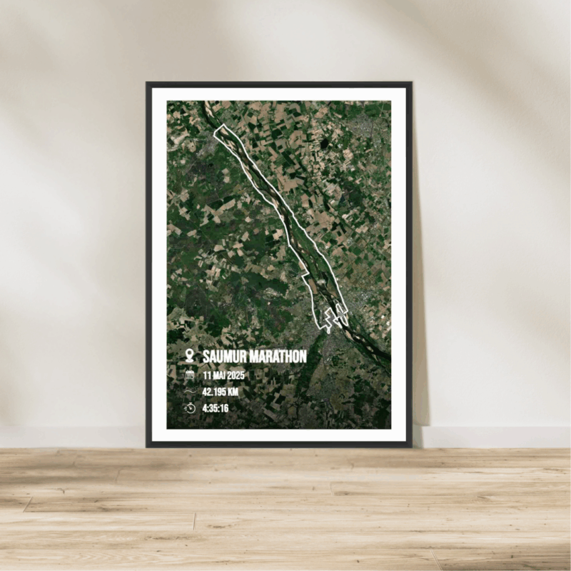 Affiche carte satellite Saumur Marathon 2025