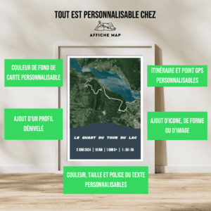 Affiche carte Le quart du tour du lac