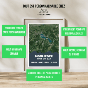 AFxxxxxx - Cadre + personnalisation Affiche carte MaXi-Race - Tour du lac