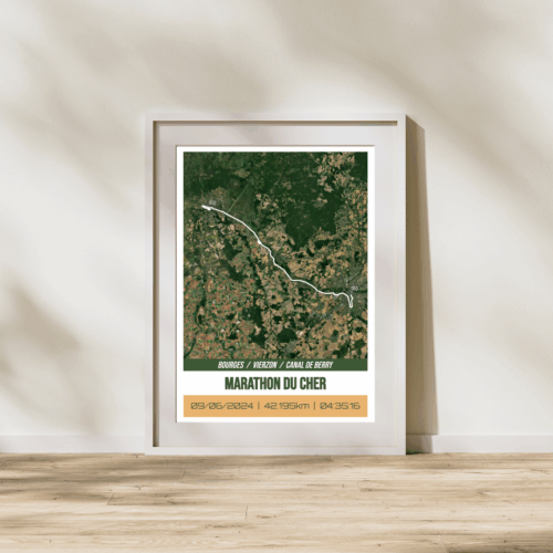 ASSRU0024a - Cadre Affiche carte marathon du Cher Bourges Vierzon