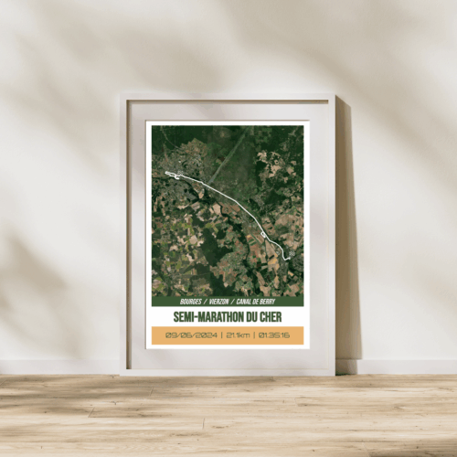 ASSRU0024b - Cadre Affiche carte semi-marathon du Cher Bourges Vierzon