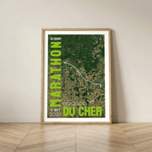 Affiche carte marathon du Cher Bourges Vierzon
