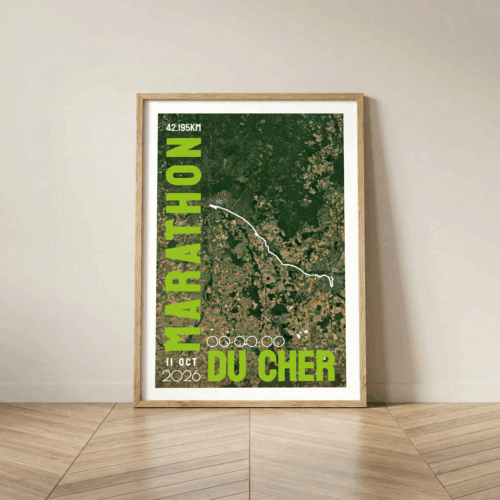 Affiche carte marathon du Cher Bourges Vierzon