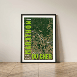 Affiche carte marathon du Cher Bourges Vierzon