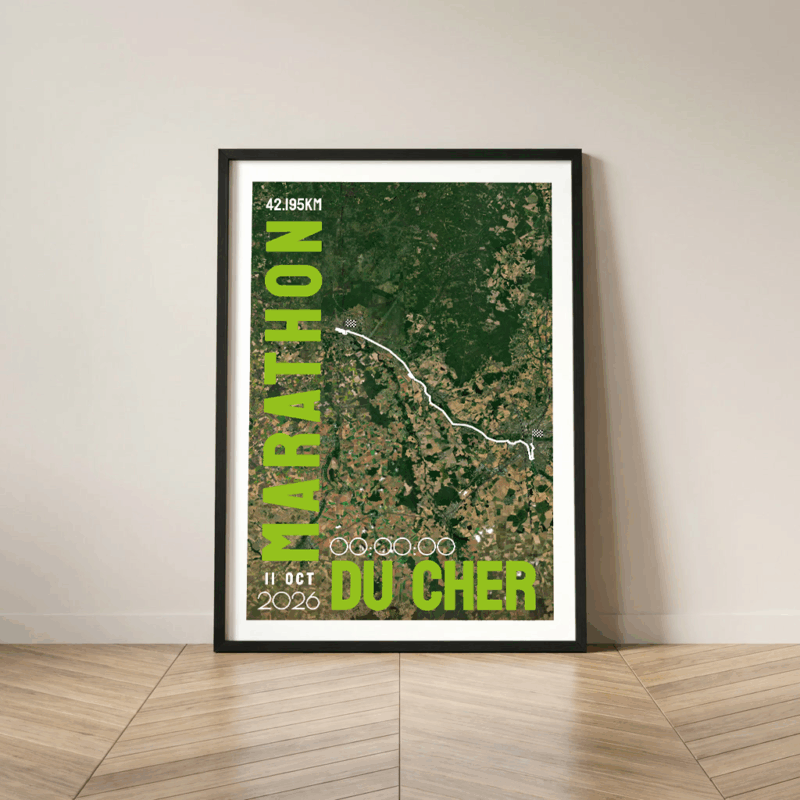 Affiche carte marathon du Cher Bourges Vierzon