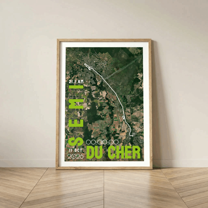 Affiche carte semi-marathon du Cher Bourges Vierzon