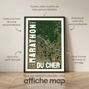 AFSRU0024a_Cadre Noir_42.195km_MockupAvecTexte_Affiche Marathon du Cher Affiche carte marathon du Cher Bourges Vierzon