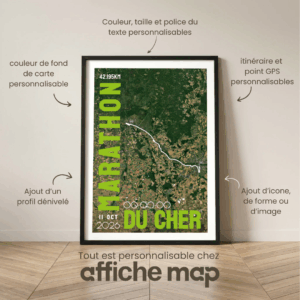 Affiche carte marathon du Cher Bourges Vierzon