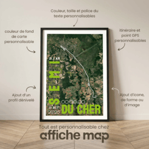 Affiche carte semi-marathon du Cher Bourges Vierzon