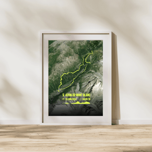 Affiche carte Trail 42km du Mont Blanc 2024