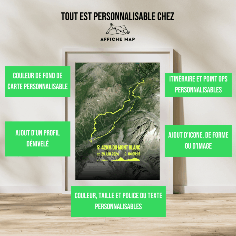 Affiche carte Trail 42km du Mont Blanc 2024