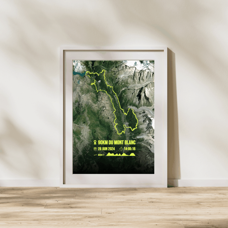 Affiche carte Trail 90km du Mont Blanc 2024