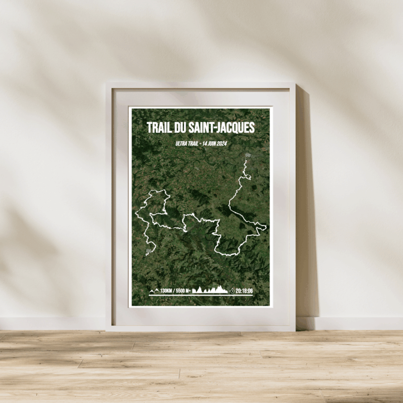 AFSTR0006a - Cadre Affiche carte trail saint jacques - Ultra trail 130km