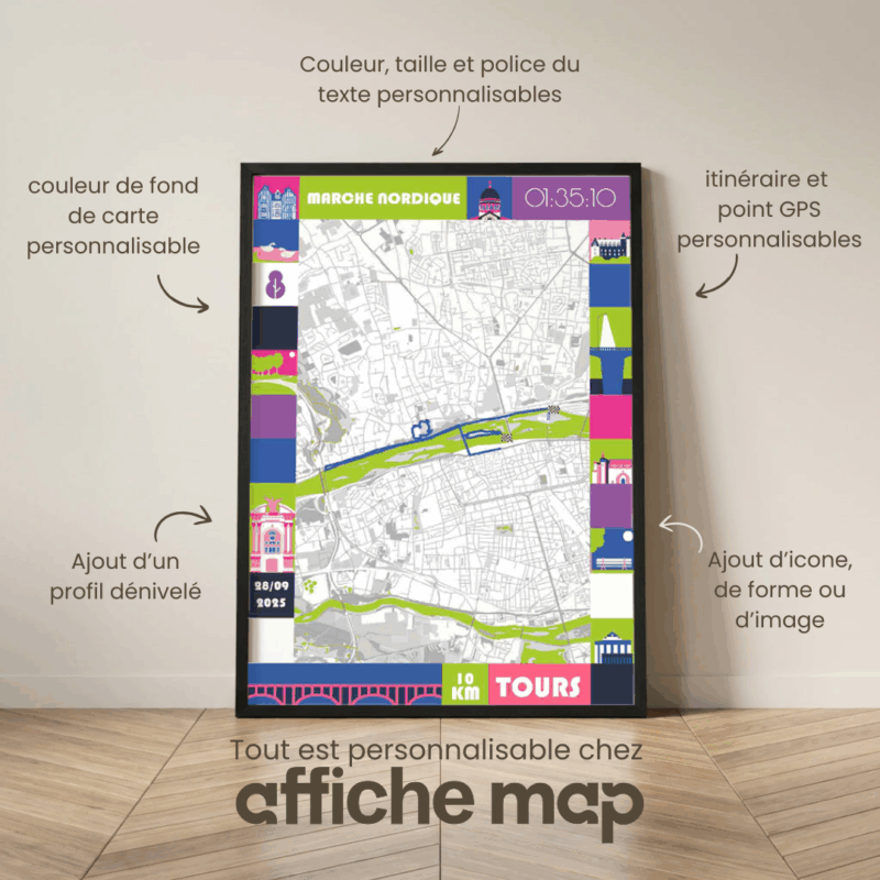 AF601D~1 Affiche carte 10km marche nordique de Tours