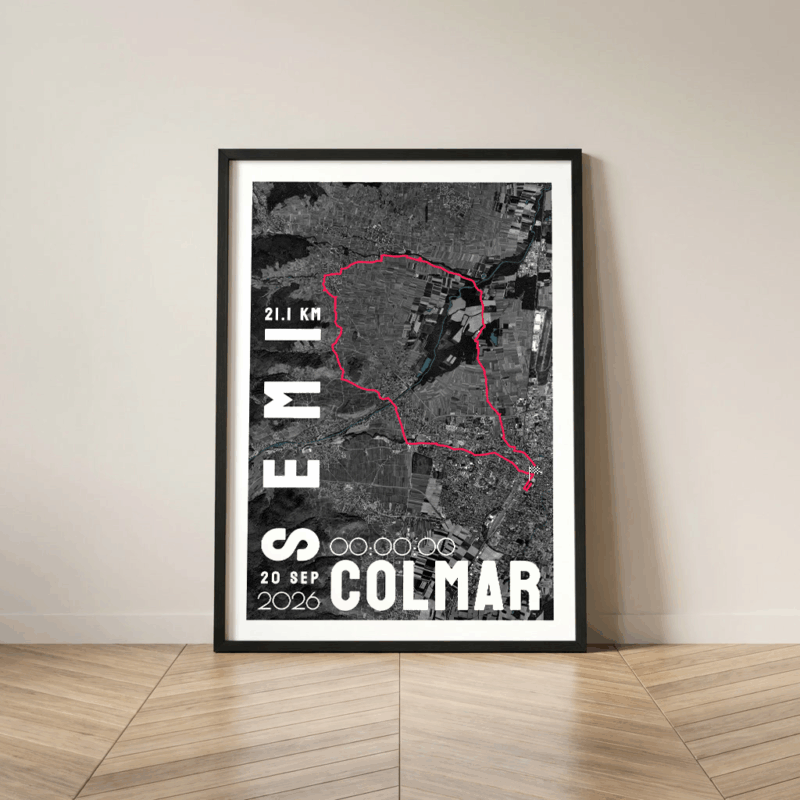 AFSRU00029b_Cadre Noir_42.195km_Mockup_Affiche Noir&Rouge Marathon Colmar Affiche carte semi-marathon de Colmar