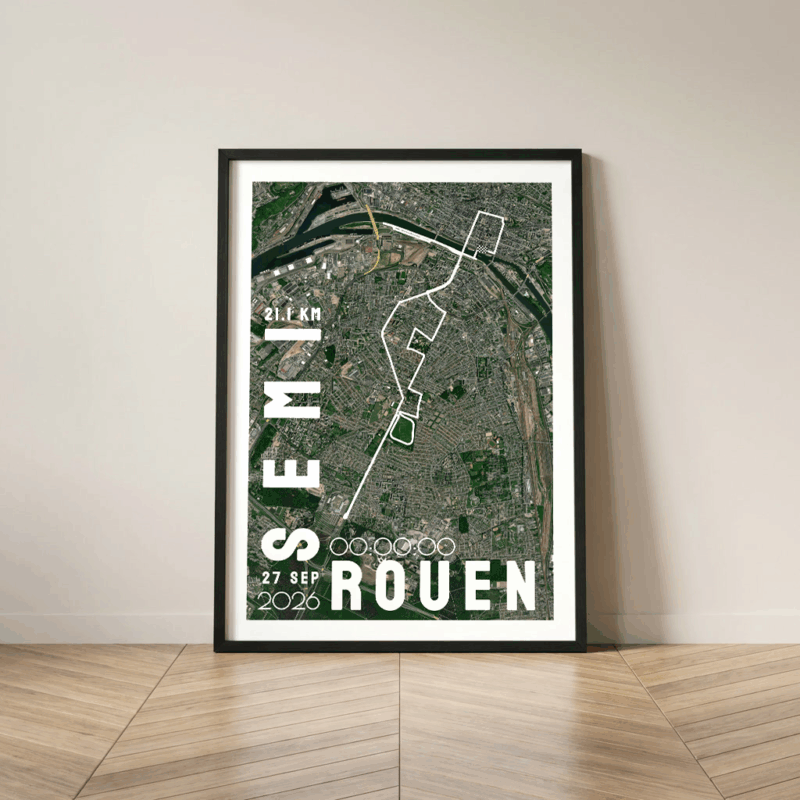 Affiche carte Semi Marathon Rouen
