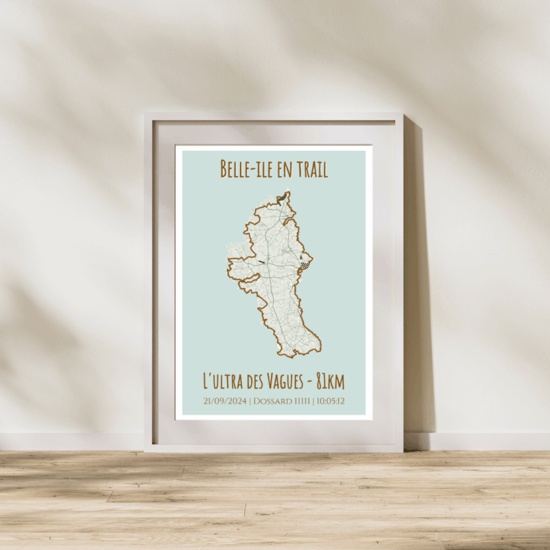 Affiche carte Belle-île en trail - L'ultra des vagues 81km