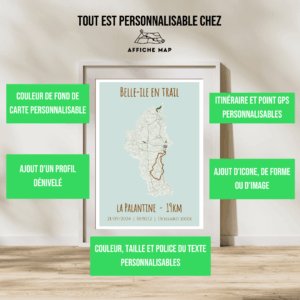 Affiche carte Belle-île en trail - la palantine (19km)