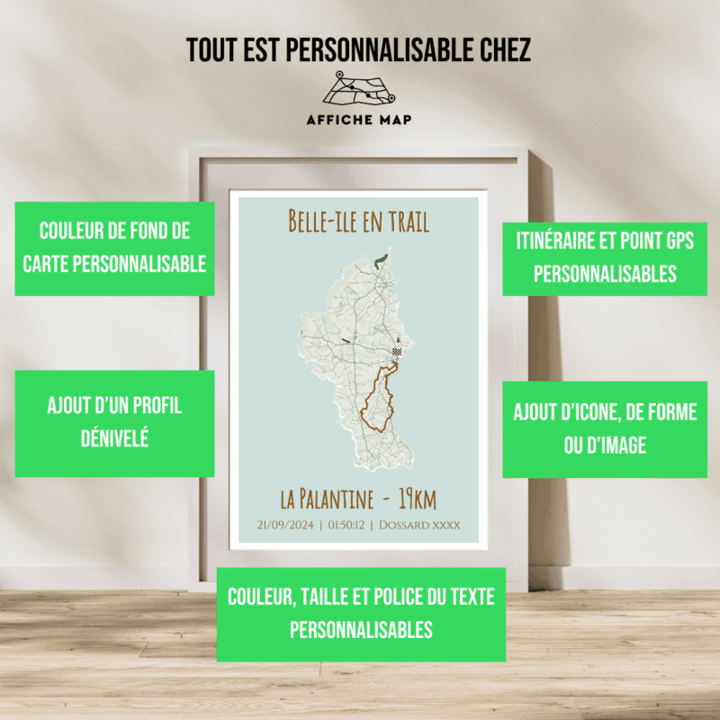 Affiche carte Belle-île en trail - la palantine (19km)