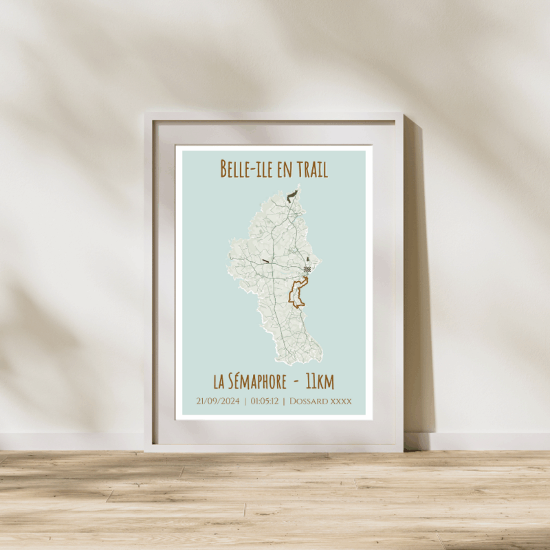 Affiche carte Belle-île en trail - la Sémaphore (11km)