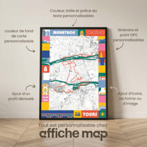 Affiche carte marathon Tours