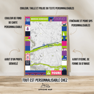 Affiche carte 10km marche nordique de Tours