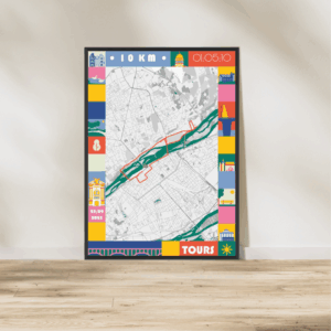 Affiche carte 10km de Tours