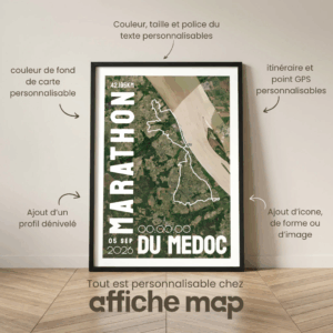 Affiche carte marathon des châteaux du Medoc