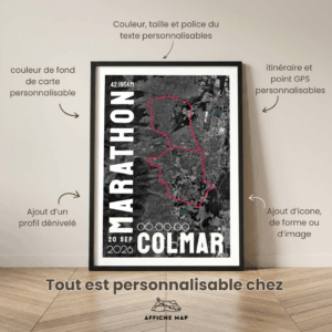 AFSRU0029_Cadre Noir_42.195km_MockupAvecTexte_Affiche Marathon Colmar Noir&Rouge Affiche carte marathon de Colmar