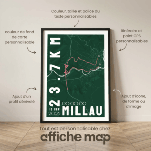 AFSRU0030_Cadre Noir_23.7km_MockupAvecTexte_Affiche Viaduc de Millau Affiche carte course du viaduc de millau 23.7km