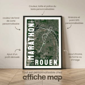 Affiche carte Marathon Rouen