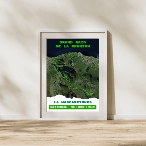 AFSTR007c - Cadre Affiche carte Grand Raid de la Réunion - la Mascareignes (70km)