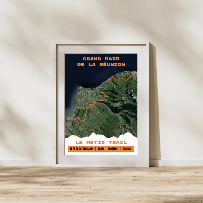 Affiche carte Grand Raid de la Réunion - Metis Trail (50km)