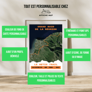 Affiche carte Grand Raid de la Réunion - Metis Trail (50km)