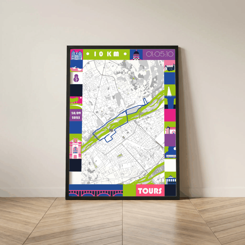 Affiche carte 10km Tours