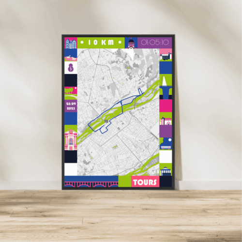 AFSRU0015-2025_Cadre Noir_10km_Affiche 10km de Tours Flashy Affiche carte 10km Tours