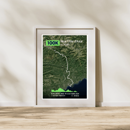Affiche carte 100K de Nice Côte d'Azur by UTMB