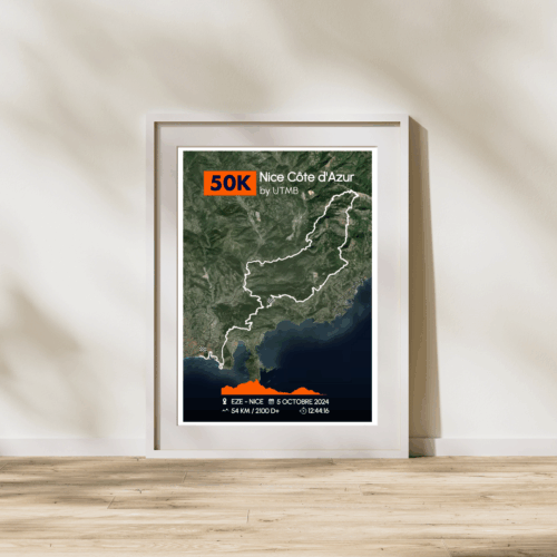 Affiche carte 50K de Nice Côte d'Azur by UTMB