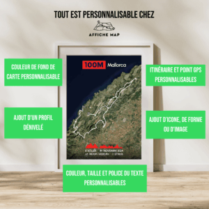 Affiche carte 100M Mallorca