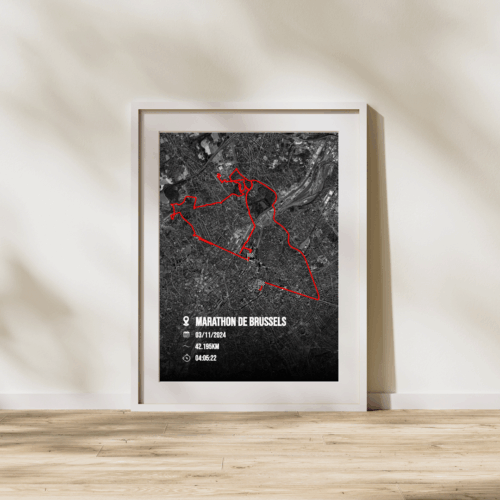 Affiche carte marathon de Brussels