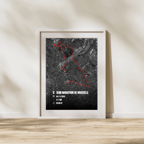 Affiche carte semi marathon de Brussels