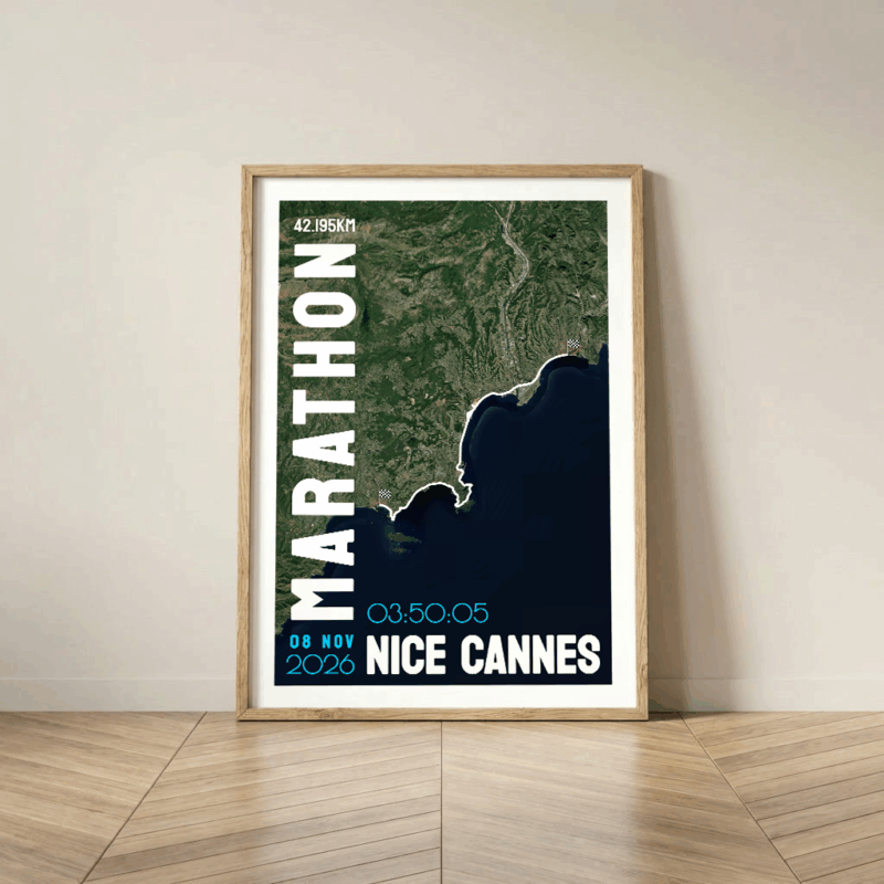 Affiche carte Nice Cannes Marathon