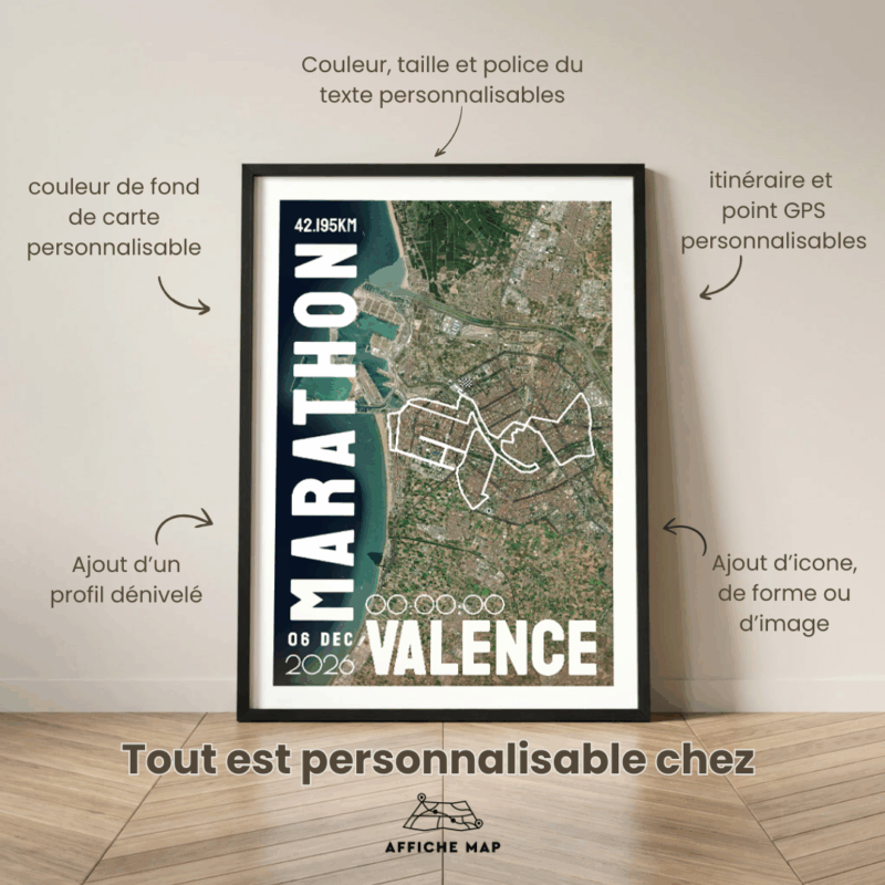 AFSRU0039_Cadre Noir_42.195km_MockupAvecTexte_Affiche Marathon Valence Affiche carte Marathon de Valence