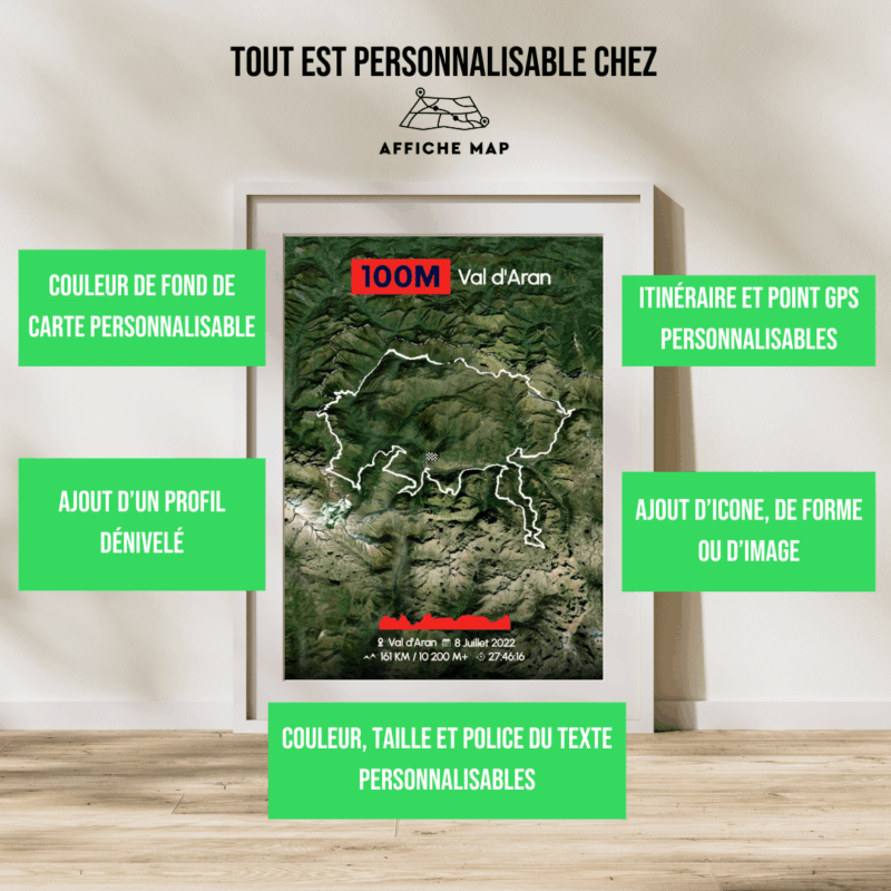 Affiche carte 100M Val d'Aran