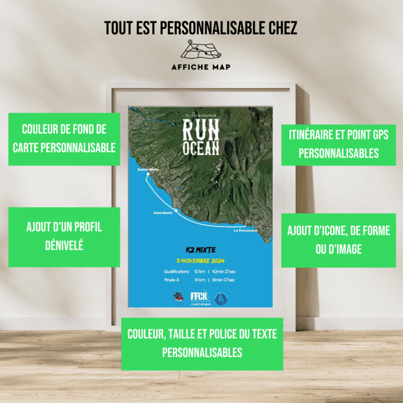 Affiche carte La RUN OCEAN - K2 Mixte