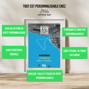 AFxxxxxx - Cadre + personnalisation Affiche carte La RUN OCEAN - ShortRace