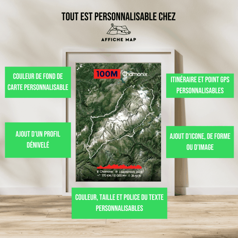 Affiche carte 100M Chamonix